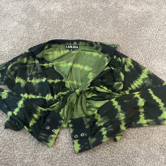 iamgia mesh long sleeve wrap top - Picture 3 of 3